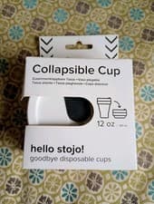 Image of NEW Stojo 12oz Collapsible Cup Foldable In Black/White
