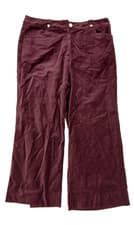 Image of White Stuff Women's Trousers Size 16 Maroon Belle Cropped Velvet Wide Leg New