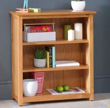 Image of 3 Shelf Bookcase London Essentials Oak Small Low Compact Adjustable