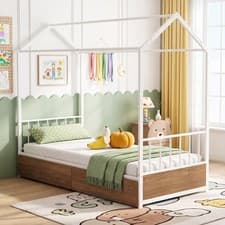 Image of Kids House-shaped Bed Frame Single Size House Bed