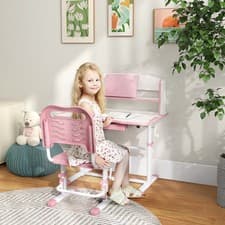 Image of Height Adjustable Kids Desk and Chair Set with Drawer, for Ages 6-12 Years
