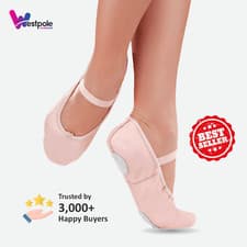 Image of WESTPOLE Pink Leather Ballet Dance Shoes – Split Suede Sole | Child & Adult Size