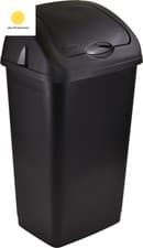 Image of ® 60L 60LITRE Premium Plastic Black Swing Bin Dustbin with Curved Movable Lid fo