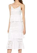 Image of NWOT $98 VILA Videlema beautiful white XS lace tiered cami strap midi dress