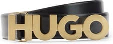 Image of Hugo Boss Womens Zula Leather Belt Black 85cm ( fits 30” ) New RRP £89 (Gold)