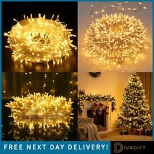 Image of WARM WHITE FAIRY STRING LIGHTS 100-500 LED PLUG IN INDOOR OUTDOOR CHRISTMAS TREE