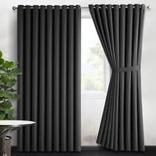 Image of Thick Thermal Blackout Curtains Eyelet Ring Top Ready Made Curtain Panel Pair