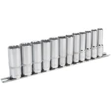 Image of Sealey 12 Piece 3/8" Drive Deep Bi Hexagon WallDrive Socket Set Metric