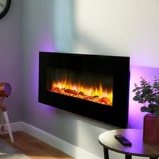 Image of Wall Mounted Electric Fire/50" Holbeck Flat Glass LED Fireplace with Remote