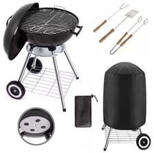 Image of 43cm Round Kettle BBQ Charcoal Grill Portable Outdoor Heat Control Patio Black