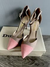 Image of Dune Stiletto Shoes With Strap Pink/brown Size 4/EU 37