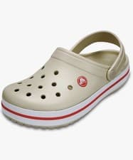 Image of Crocs Crocband Classic Clog womens 4 36 37 Stucco Melon beige white stripe NEW**
