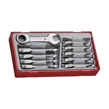 Image of Teng TT6010MRS Stubby Ratcheting Combination Spanner Set 10 Pieces 10mm-19mm