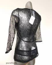 Image of WOLFORD LEAFAGE PULLOVER BLACK LACE SWEATER SIZE SMALL NWT