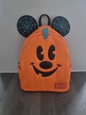 Image of Disney Store Mickey Mouse Pumpkin 🎃 Halloween Loungefly Mini Backpack Bag NEW