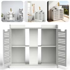 Image of White Bathroom Under Sink Cabinet Basin Storage Cupboard Vanity Unit Furniture