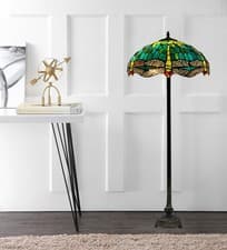 Image of Tiffany Style 16 inch Stained Glass Shade Floor Lamp Office & Living Room Decor