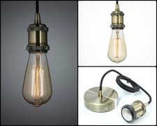 Image of E27 Ceiling Rose Light Fitting Vintage Industrial Pendant Lamp Bulb Holder Retro