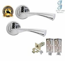 Image of 8 Sets POLISHED CHROME ASTRID INTERNAL DOOR HANDLE on Rose c/w Latch and Hinges