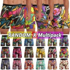 Image of Men's Boxer Briefs 3 pack Comfort Flex Ultra Soft COOL Stretch Long Leg Graffiti