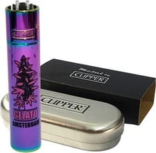 Image of PERSONALISED ENGRAVED METAL CLIPPER LIGHTER - BLACK BLUE GOLD Christmas Gift