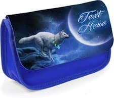 Image of Personalised Wolf Pencil Case Boys School Stationary Bag Wolves Cute Gift KS28