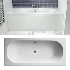 Image of Nuie Modern Single & Double Ended Straight Bath Tub Bathroom Acrylic White Gloss