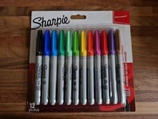 Image of New 12 Pack Of Sharpie Permanent Markers Fine Point Pen Set Assorted Colours Pen