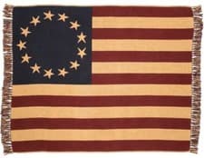Image of Old Glory Red & Blue Early American US Flag Jacquard-Weave Cotton Blanket Throw