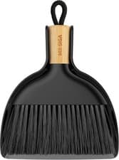 Image of Dustpan and Brush Sets, Mini Dust Pan and Brush Bamboo Handle, Durable - BLACK