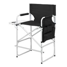 Image of Oversized Folding Camping Chair Director's Chair with Side Table Outdoor Black