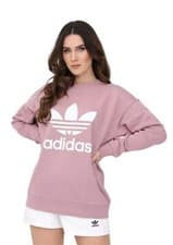 Image of Womens Adidas Jumper In Pink Retro TREFOIL CREW SWEATSHIRT Pullover Size 14