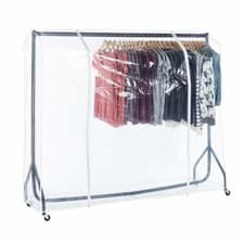 Image of Black Heavy-Duty Clothes Rail With Clear Cover