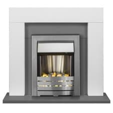 Image of Adam Dakota Fireplace in Pure White & Grey with Helios Electric Fire in Brush...