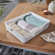 Image of Wham Ice White Rectangular Studio Storage Basket 25cm