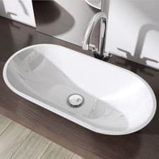 Image of Durovin Bathroom Wash Basin Stone Resin Countertop Large Oval Sink & 600x300mm