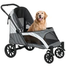 Image of PawHut Foldable Pet Stroller for Large Dogs, Dark Grey