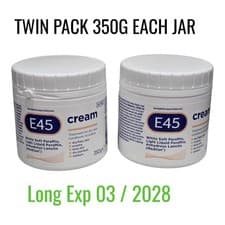 Image of E45 Dermatological Cream Treatment for Dry Skin Conditions 350g, Jar Twin Pack
