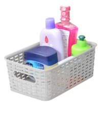 Image of Plastic Weave Rattan Storage Baskets Organizer Woven Storage Basket With Handle
