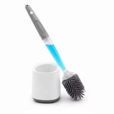 Image of Toilet Brush Soft TPR Silicone Bristle Clean Holder Set with Wall Mount Included
