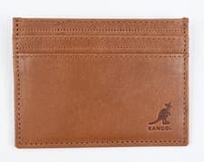 Image of KANGOL Genuine Leather Card Holder Cognac Brown Gift Boxed RFID Protected