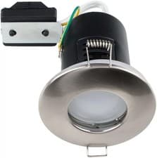 Image of Downlight Silver Fixed 72mm Cutout IP65 Brushed Chrome MiniSun 17355