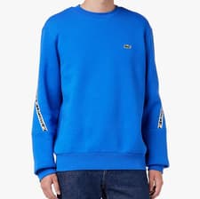 Image of Lacoste Sweatshirt Mens Blue Round Neck Pullover With Logo - Size S