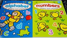 Image of 2 x Alphabet & Numbers Stickers Colouring Books by Autumn Publishing. Age 4+.