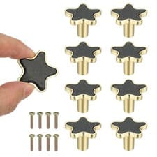 Image of 8 Pcs Star Shaped Cabinet Knobs, Bathroom Dresser Knobs Drawer Pulls Black