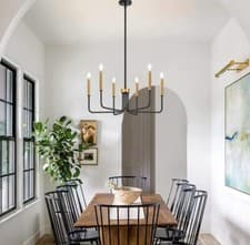 Image of Farmhouse Chandelier Modern 6 Light Black And Gold Candle Chandeliers Lighting