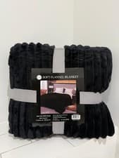 Image of Faux Fur Luxury King Blanket Throw - Black