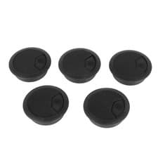Image of 5 Pcs Black 70mm Dia Round Plastic Cable Hole Covers for Computer Desk Y8L12017