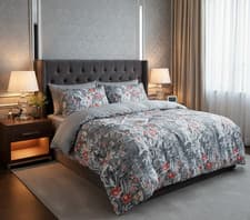 Image of Floral Printed Duvet Cover Set Soft Floral Bedding With Pillowcases King