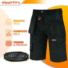 Image of Mens Cargo Combat Work Shorts Black Grey Khaki with Holster Pockets Mens Shorts